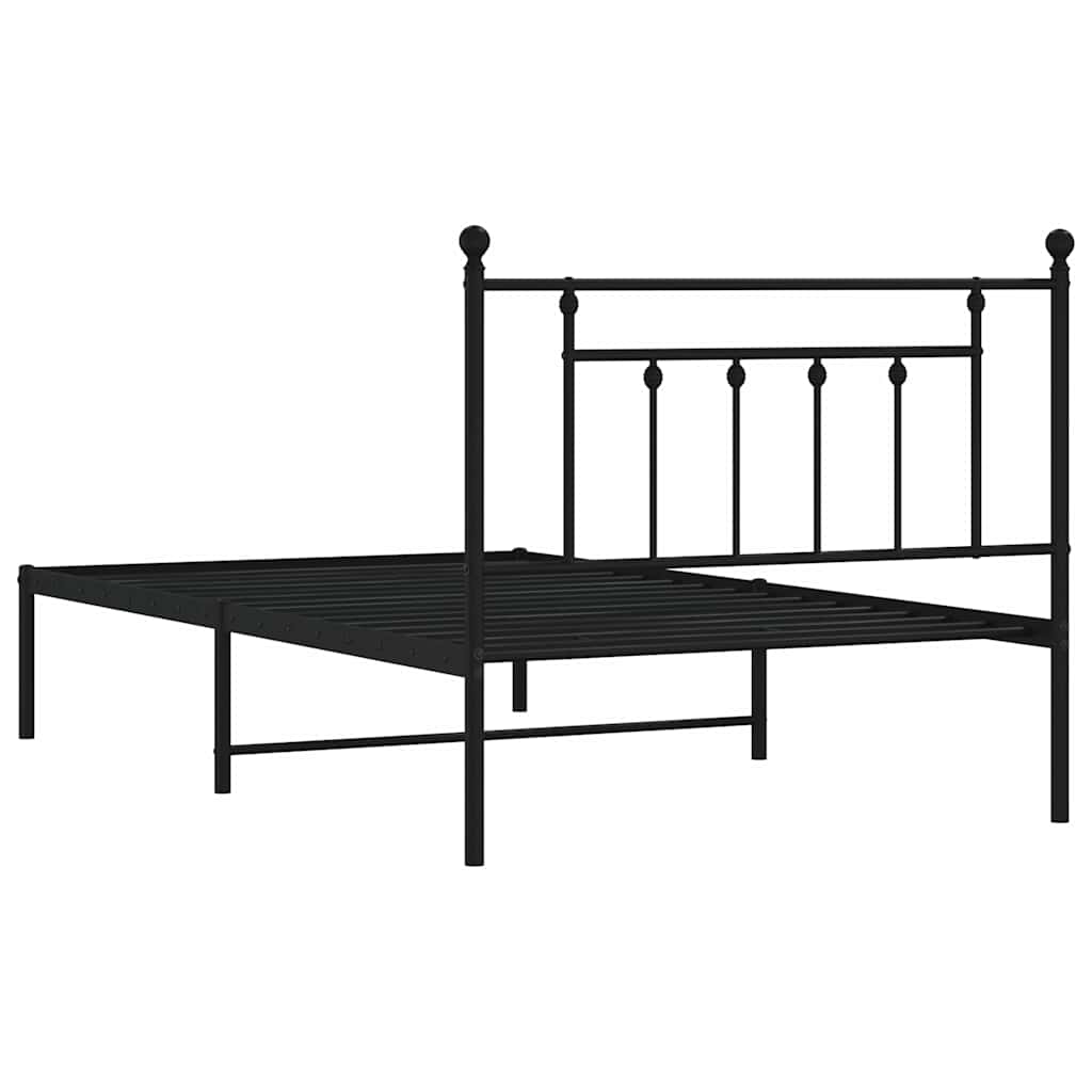 Cadre de lit métal sans matelas avec tête de lit noir 100x200cm - XIOS