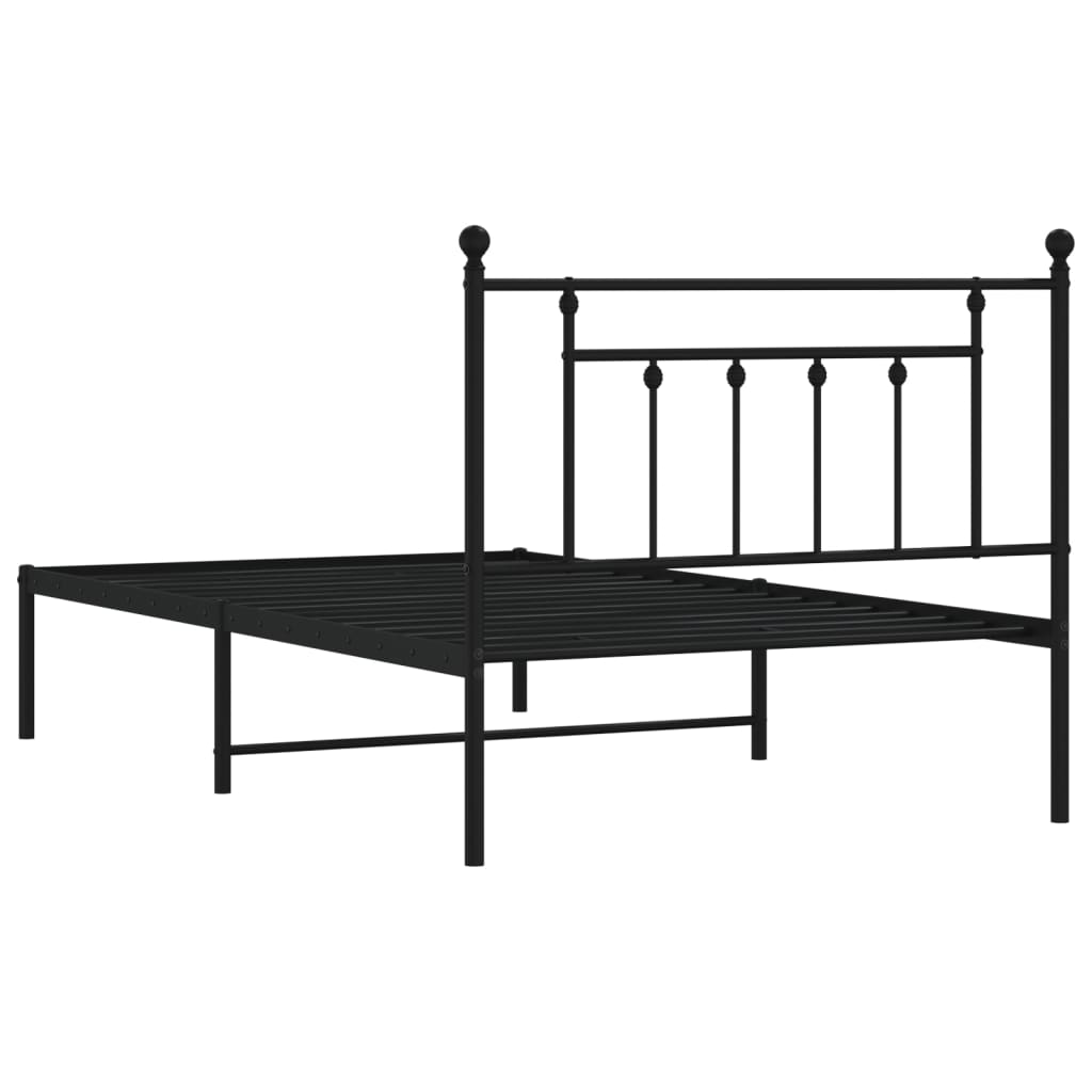 Cadre de lit métal sans matelas avec tête de lit noir 107x203cm - XIOS