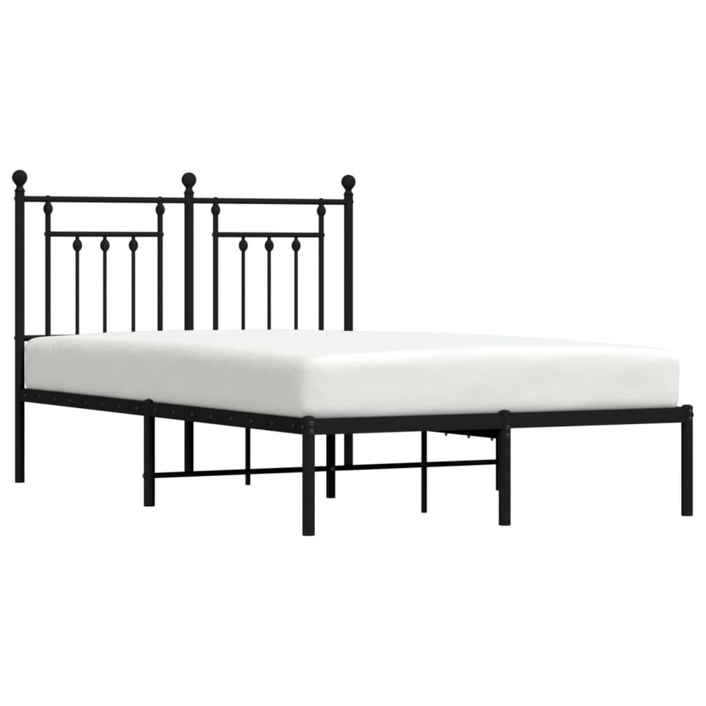 Cadre de lit métal sans matelas avec tête de lit noir 120x190cm - XIOS