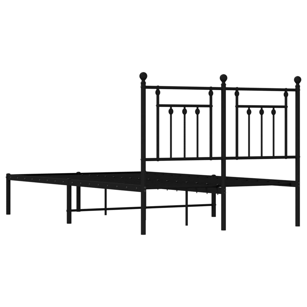 Cadre de lit métal sans matelas avec tête de lit noir 120x190cm - XIOS