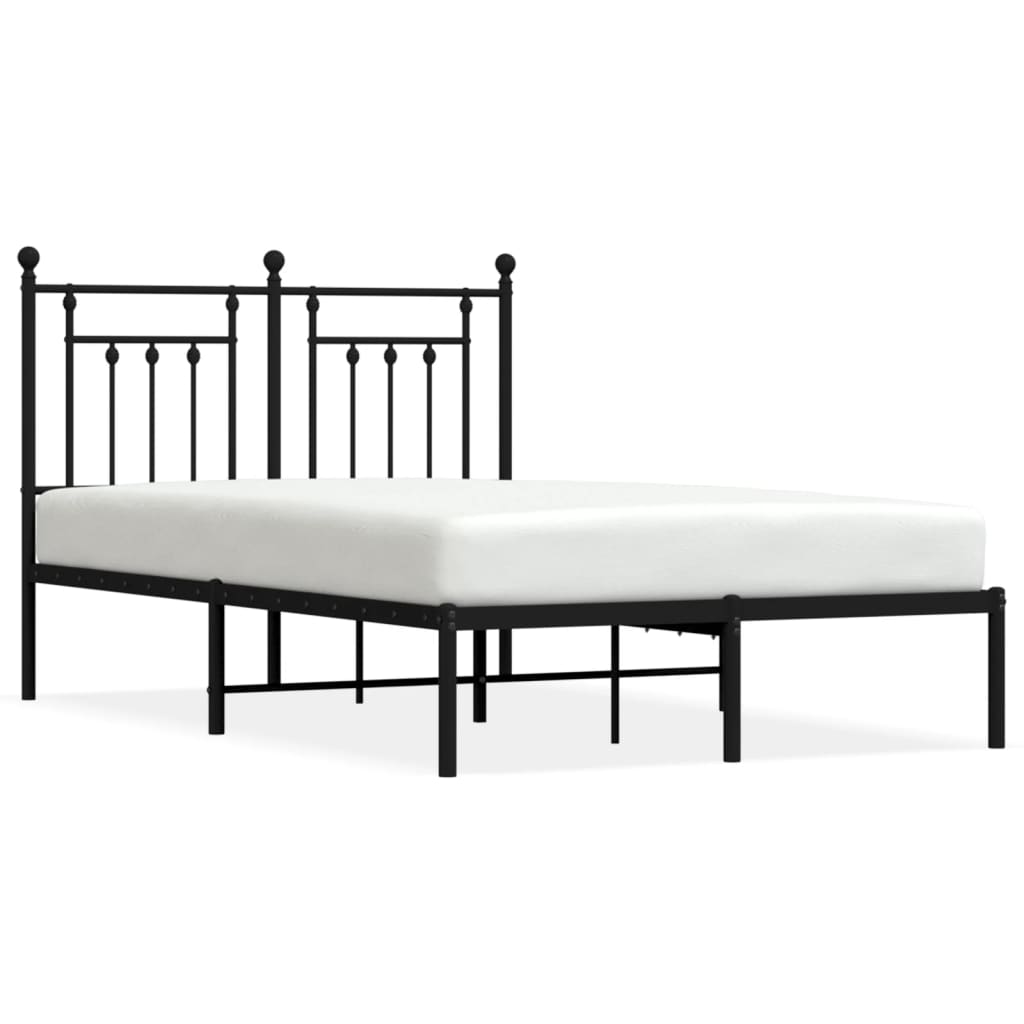 Cadre de lit métal sans matelas avec tête de lit noir 120x200cm - XIOS
