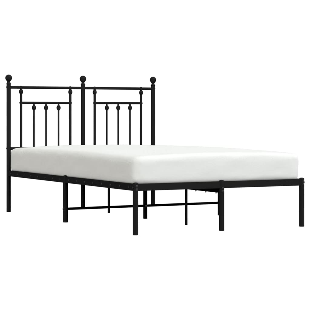Cadre de lit métal sans matelas avec tête de lit noir 120x200cm - XIOS