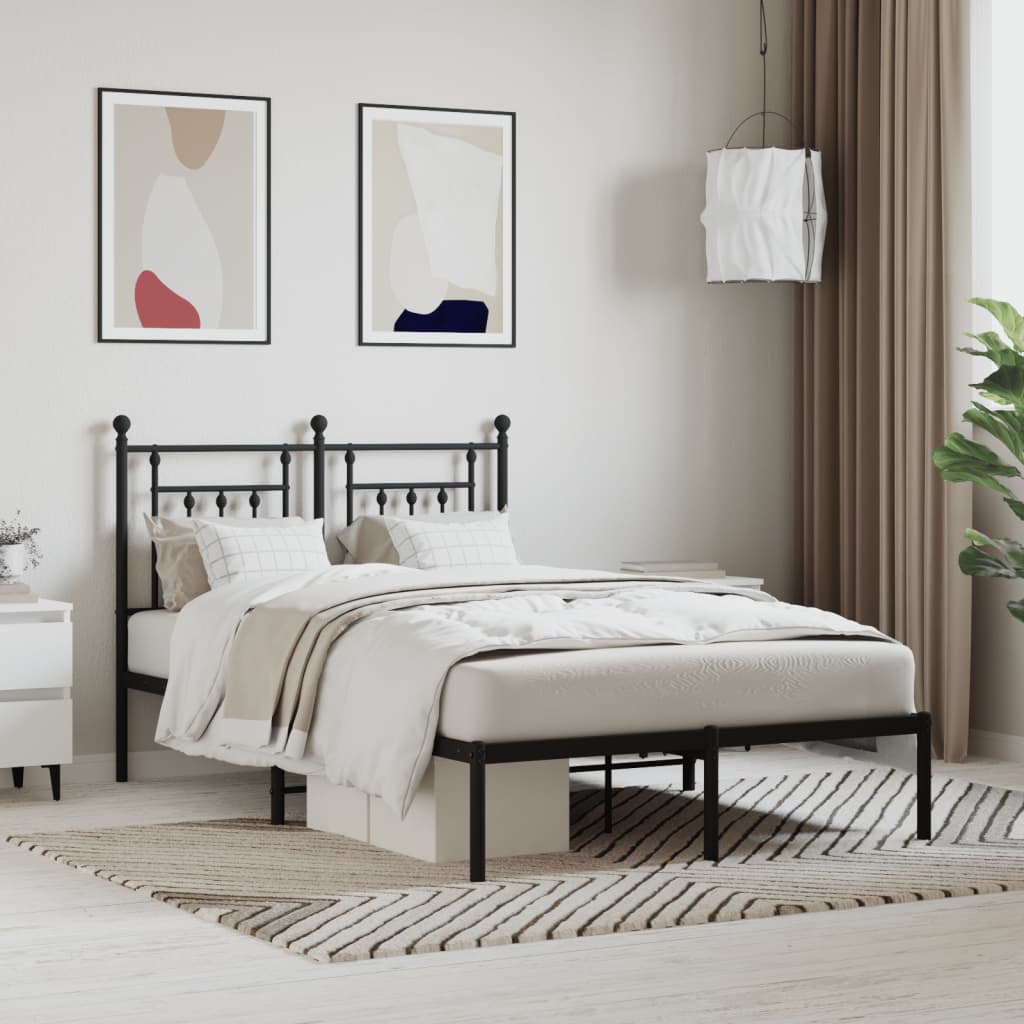 Cadre de lit métal sans matelas avec tête de lit noir 120x200cm - XIOS