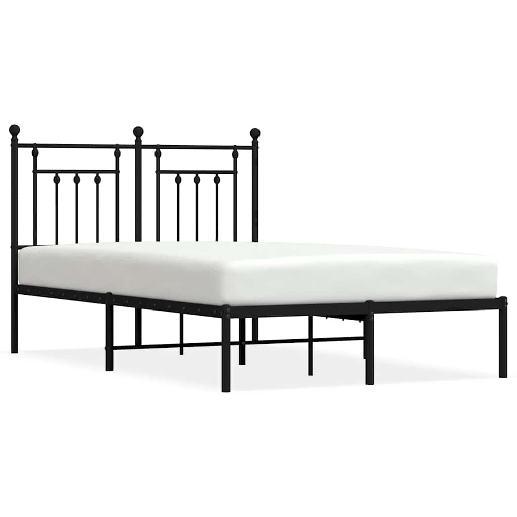 Cadre de lit métal sans matelas avec tête de lit noir 135x190cm - XIOS