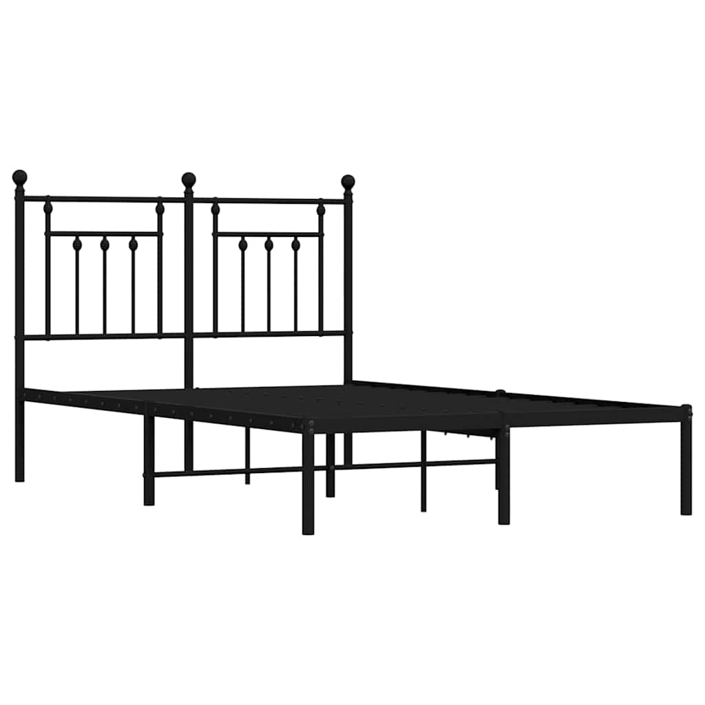 Cadre de lit métal sans matelas avec tête de lit noir 135x190cm - XIOS