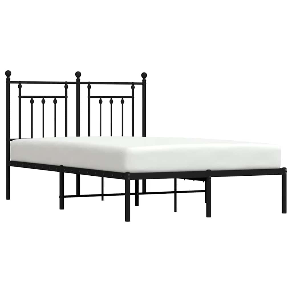 Cadre de lit métal sans matelas avec tête de lit noir 135x190cm - XIOS