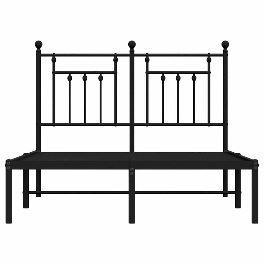 Cadre de lit métal sans matelas avec tête de lit noir 135x190cm - XIOS