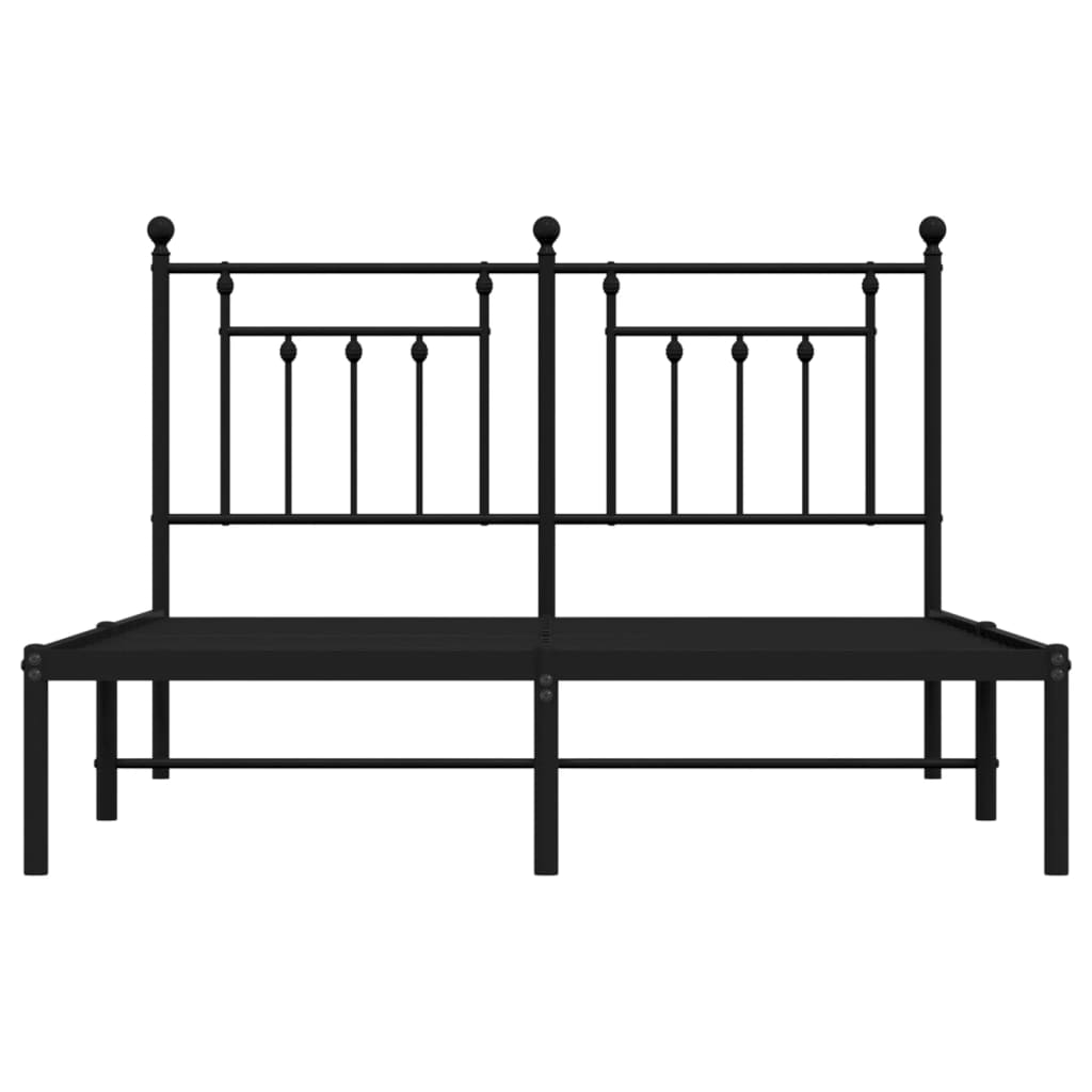 Cadre de lit métal sans matelas avec tête de lit noir 140x190cm - XIOS