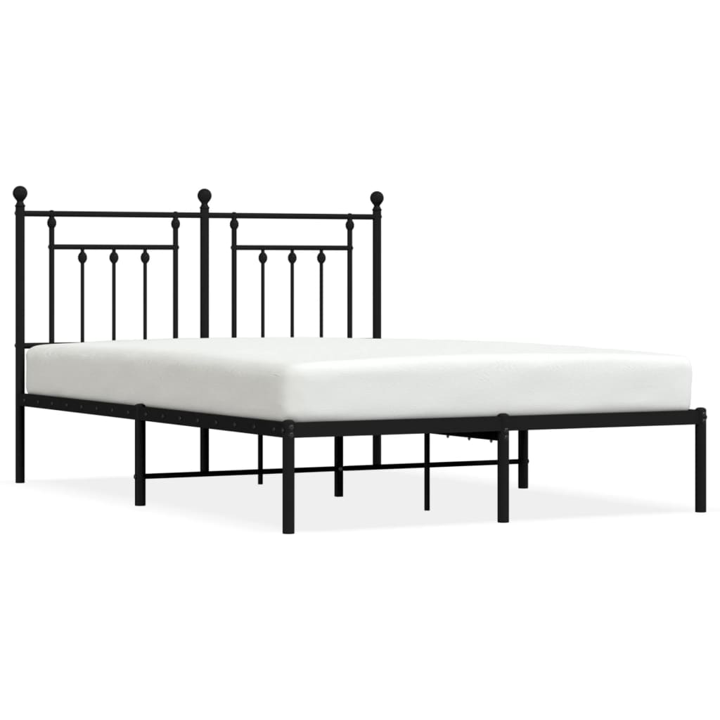Cadre de lit métal sans matelas avec tête de lit noir 140x200cm - XIOS