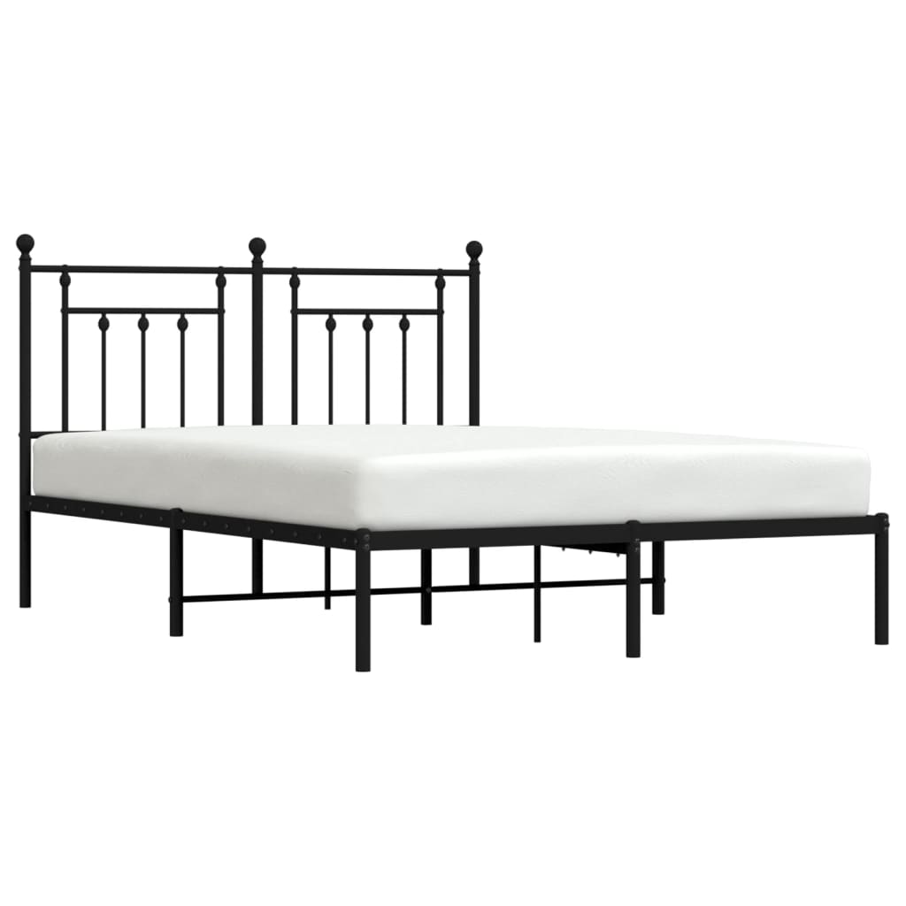 Cadre de lit métal sans matelas avec tête de lit noir 140x200cm - XIOS