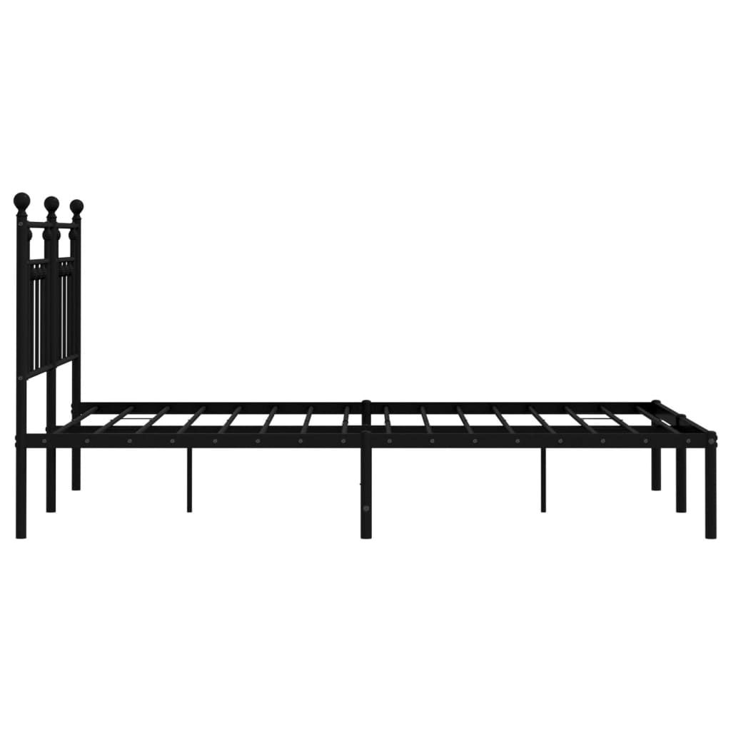 Cadre de lit métal sans matelas avec tête de lit noir 140x200cm - XIOS