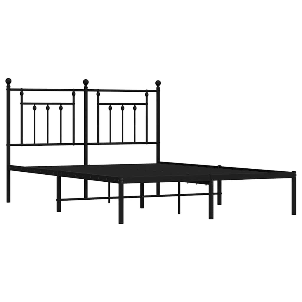 Cadre de lit métal sans matelas avec tête de lit noir 150x200cm - XIOS