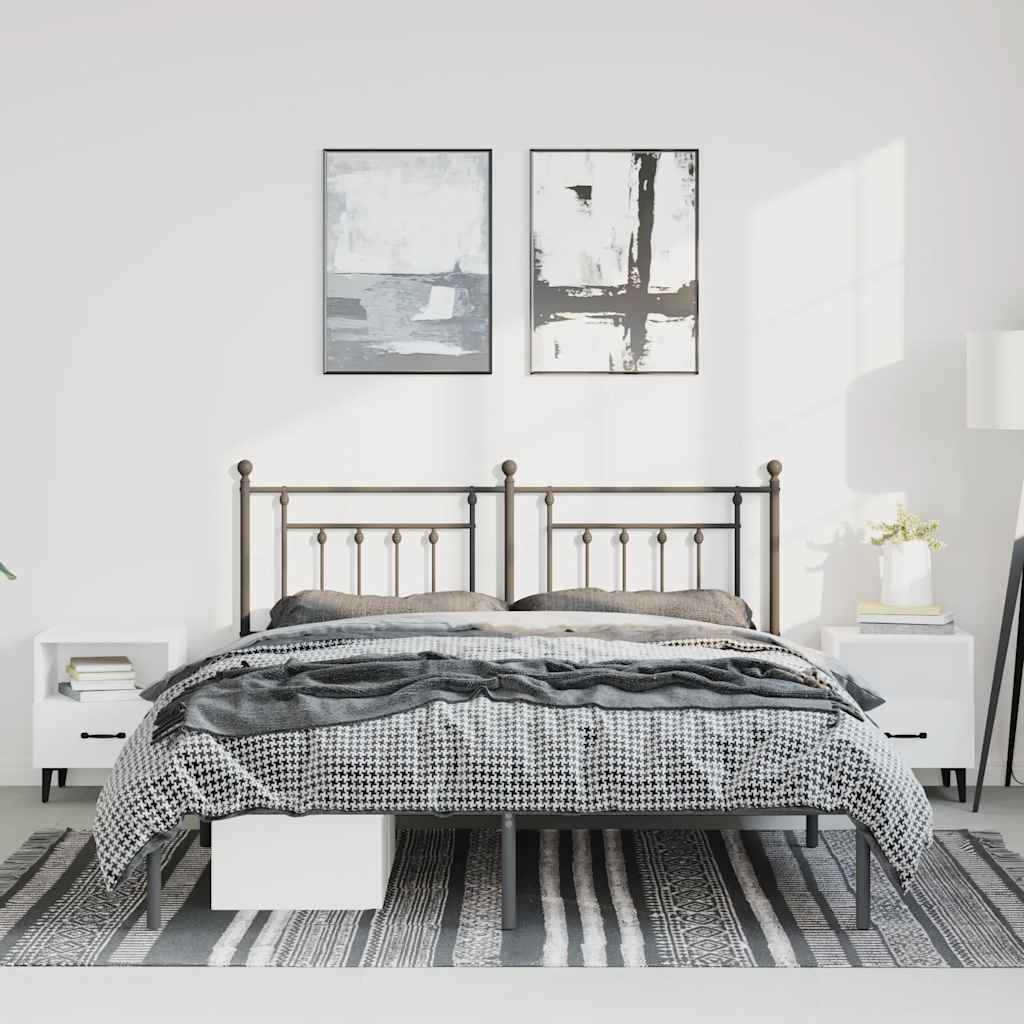 Cadre de lit métal sans matelas avec tête de lit noir 150x200cm - XIOS