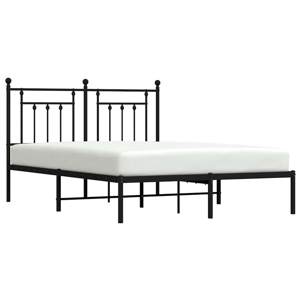 Cadre de lit métal sans matelas avec tête de lit noir 150x200cm - XIOS