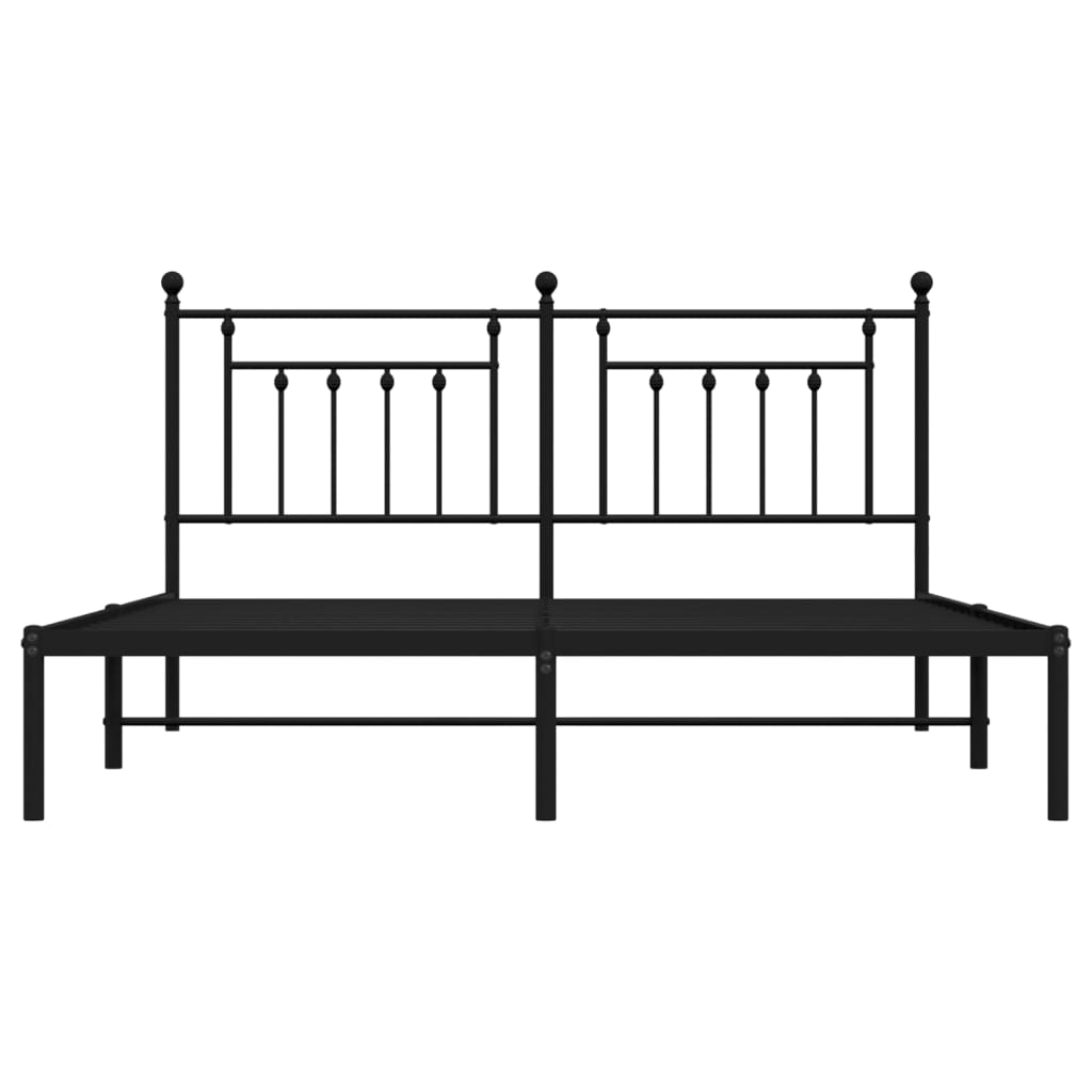 Cadre de lit métal sans matelas et tête de lit noir 160x200 cm - XIOS
