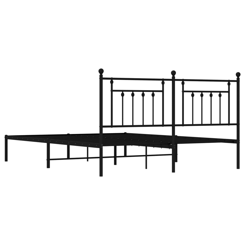 Cadre de lit métal sans matelas et tête de lit noir 160x200 cm - XIOS