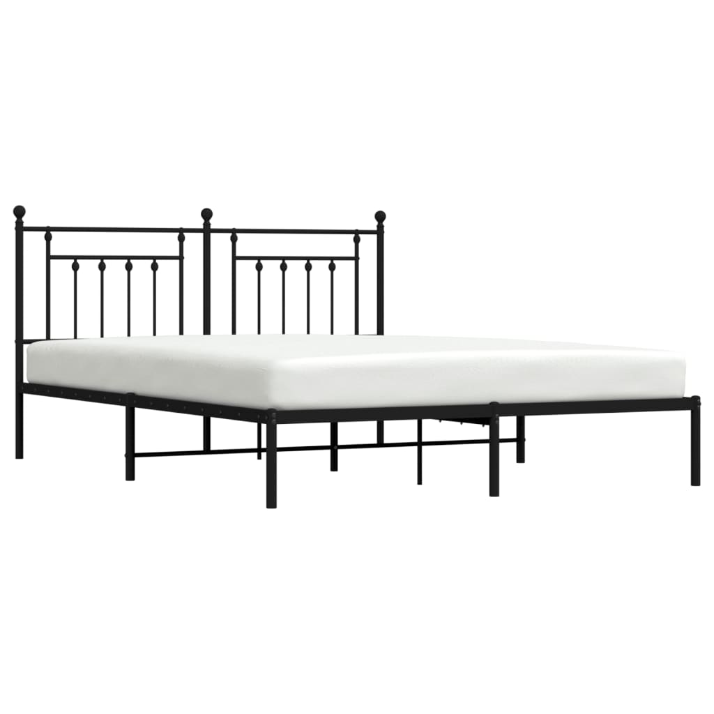 Cadre de lit métal sans matelas et tête de lit noir 180x200 cm - XIOS