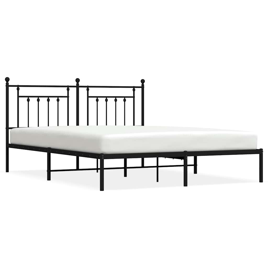 Cadre de lit métal sans matelas avec tête de lit noir 183x213cm - XIOS