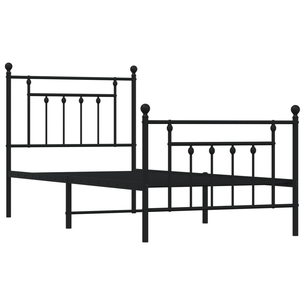 Cadre de lit métal sans matelas avec pied de lit noir 80x200 cm - XIOS