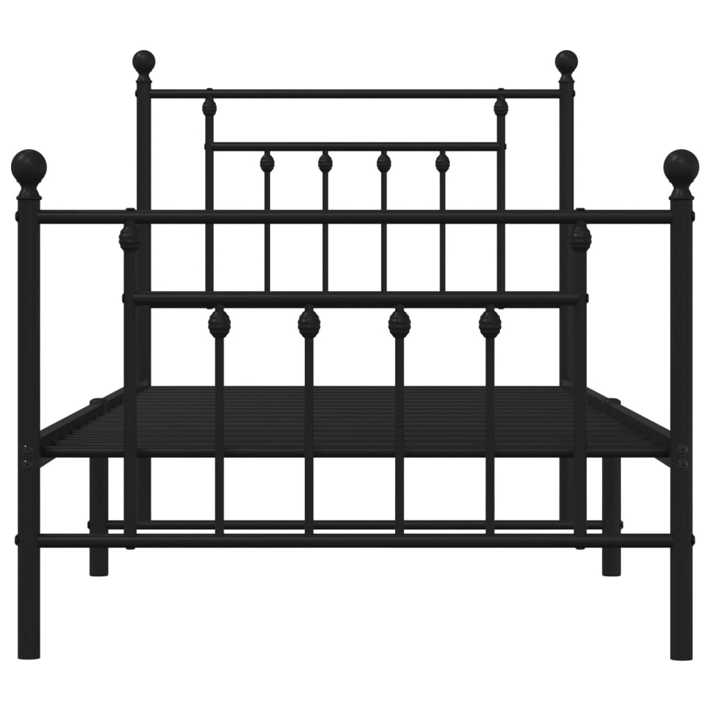 Cadre de lit métal sans matelas avec pied de lit noir 80x200 cm - XIOS