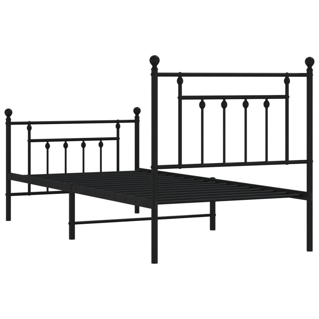 Cadre de lit métal sans matelas avec pied de lit noir 80x200 cm - XIOS