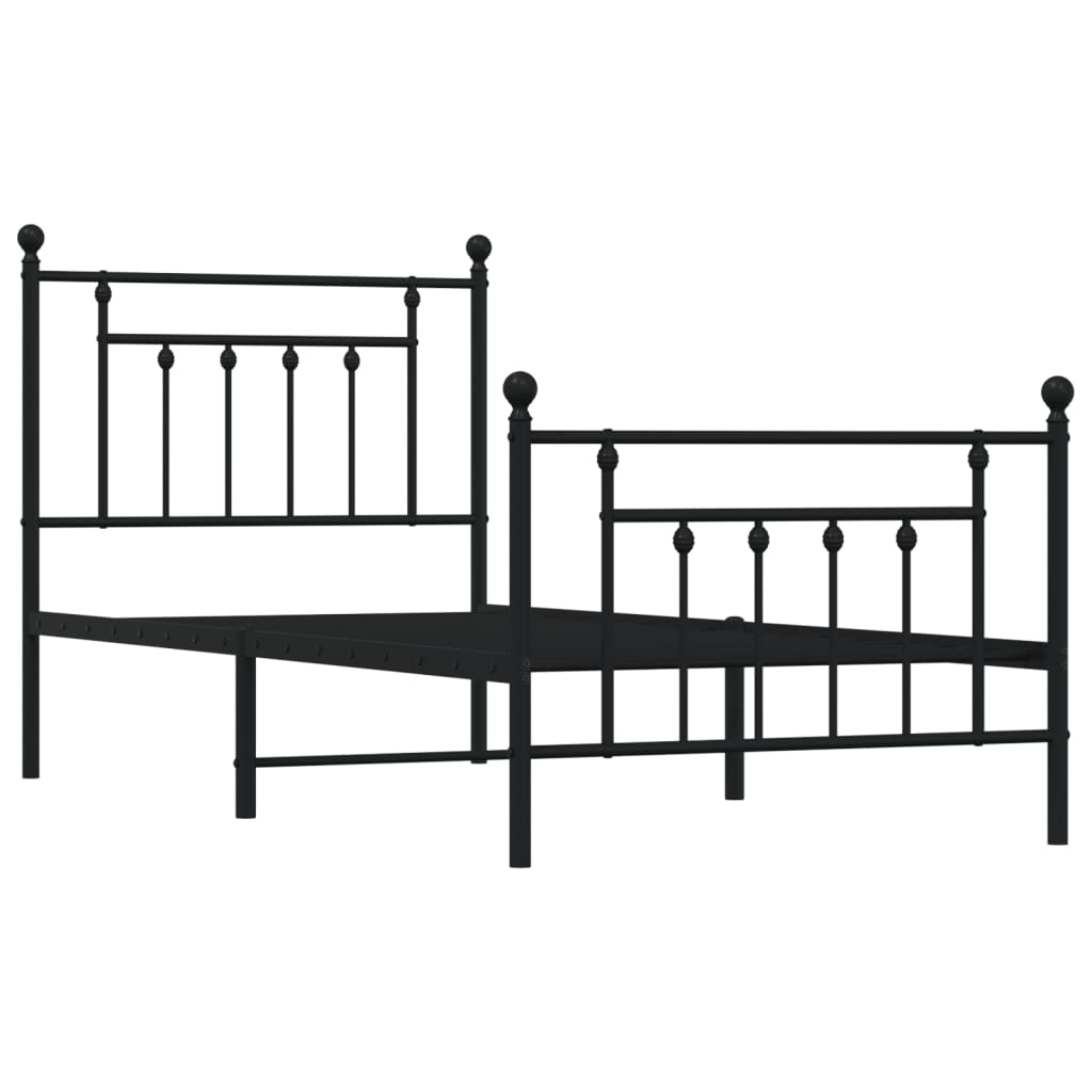Cadre de lit métal sans matelas avec pied de lit noir 90x190 cm - XIOS