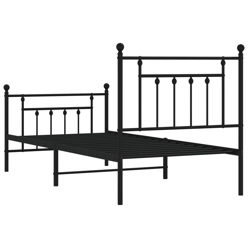 Cadre de lit métal sans matelas avec pied de lit noir 90x190 cm - XIOS