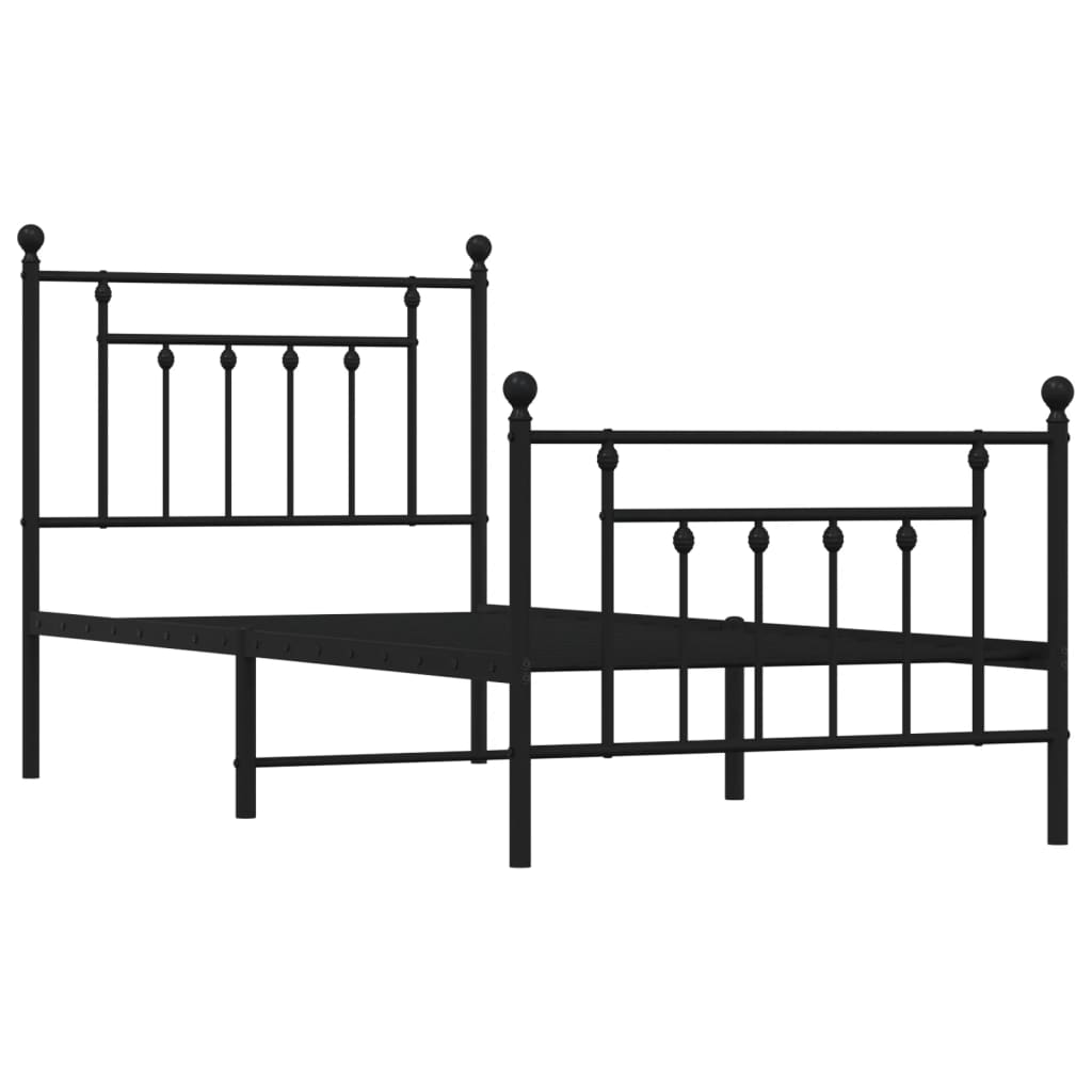 Cadre de lit métal sans matelas avec pied de lit noir 90x200 cm - XIOS