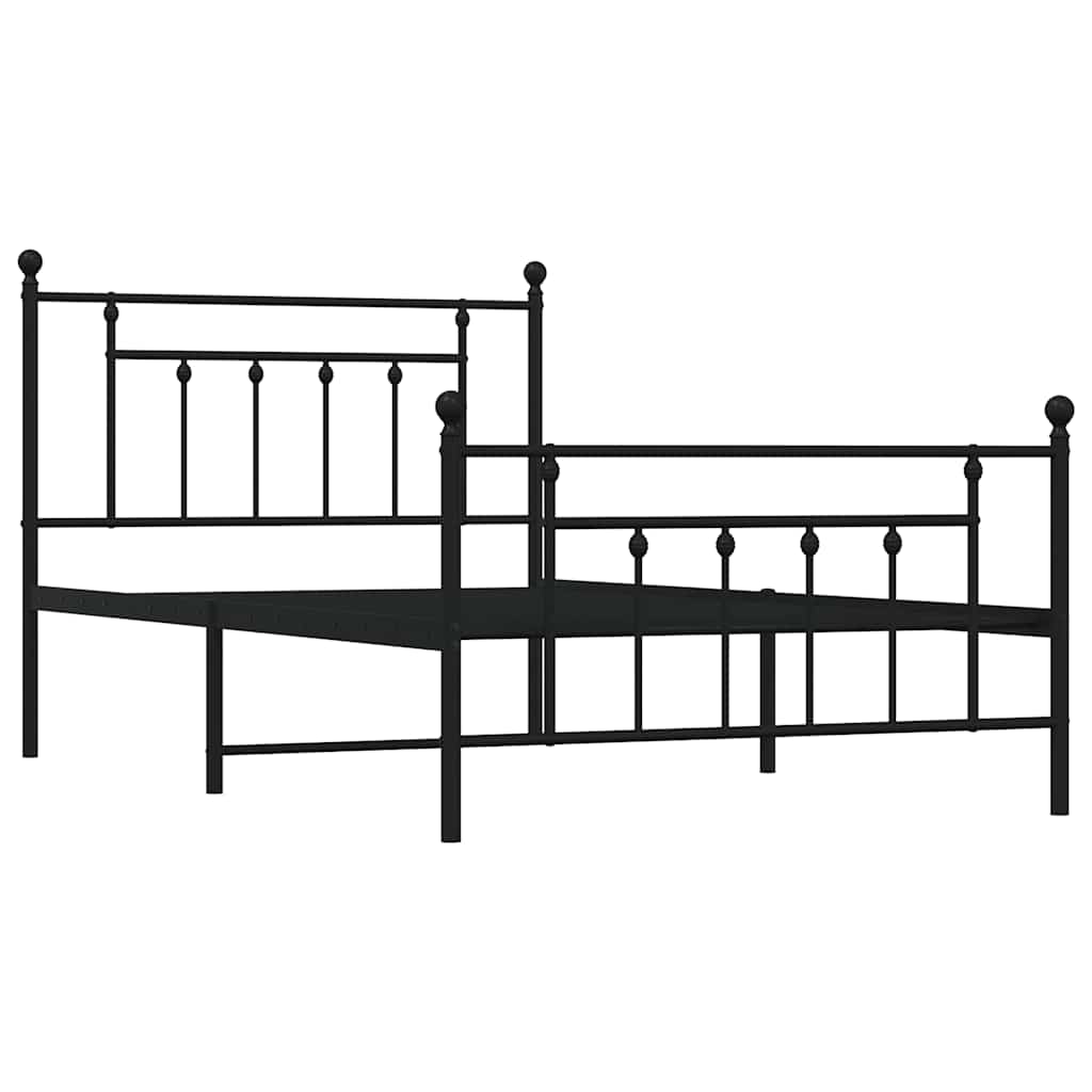 Cadre de lit métal sans matelas et pied de lit noir 100x200 cm - XIOS