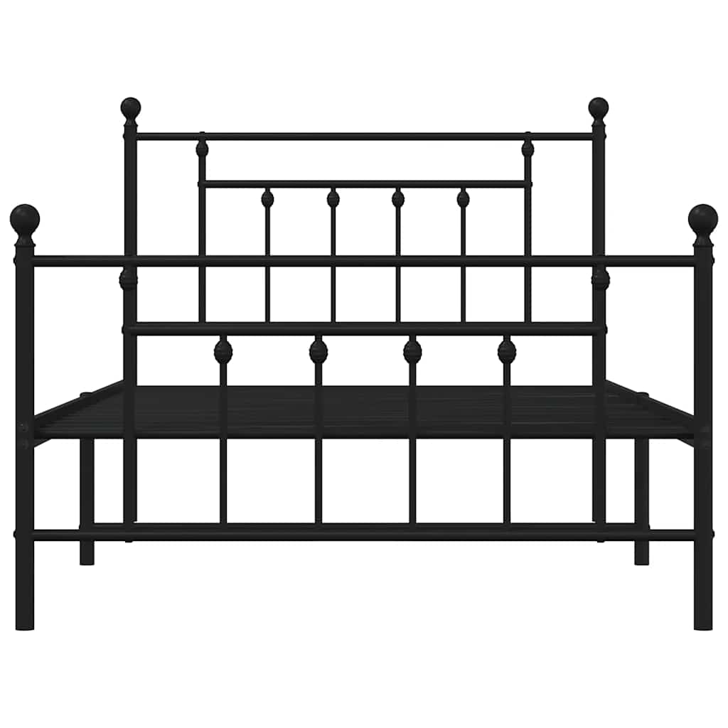 Cadre de lit métal sans matelas et pied de lit noir 100x200 cm - XIOS