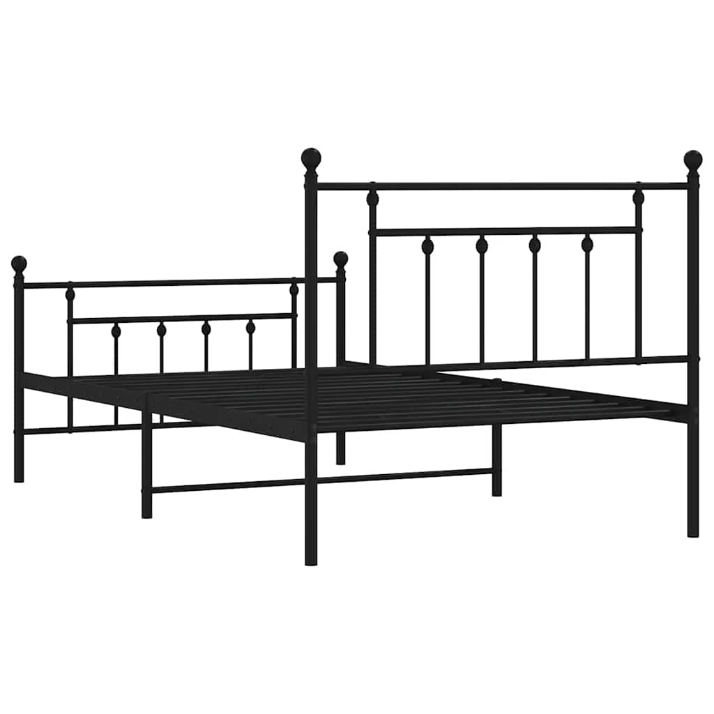 Cadre de lit métal sans matelas et pied de lit noir 100x200 cm - XIOS