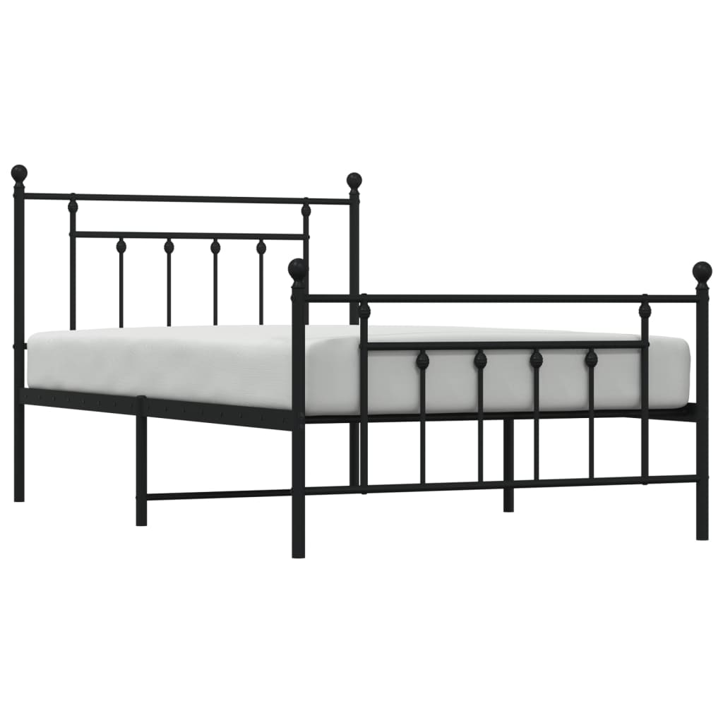 Cadre de lit métal sans matelas avec pied de lit noir 107x203cm - XIOS