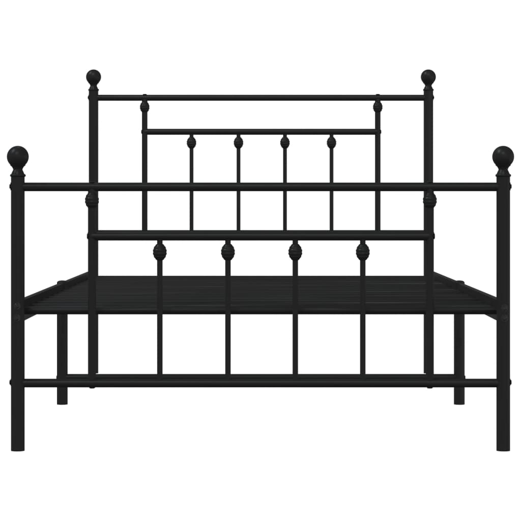 Cadre de lit métal sans matelas avec pied de lit noir 107x203cm - XIOS