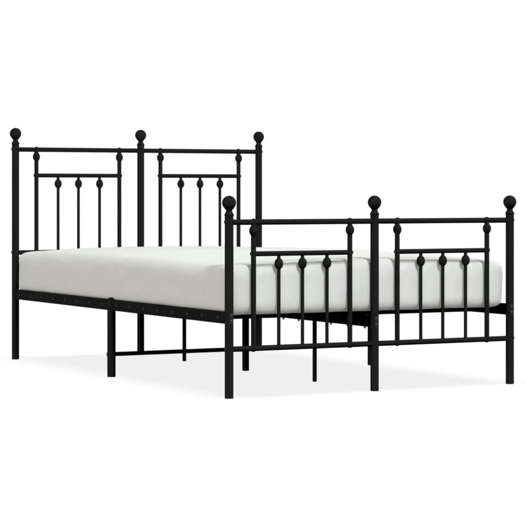 Cadre de lit métal sans matelas avec pied de lit noir 120x200cm - XIOS