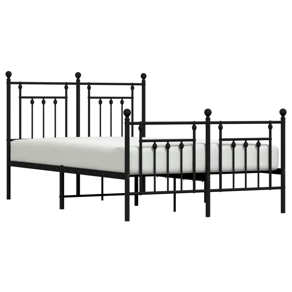 Cadre de lit métal sans matelas avec pied de lit noir 120x200cm - XIOS