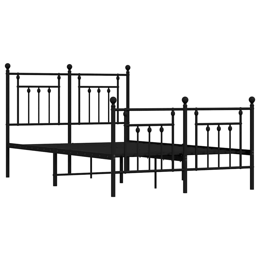 Cadre de lit métal sans matelas avec pied de lit noir 135x190cm - XIOS