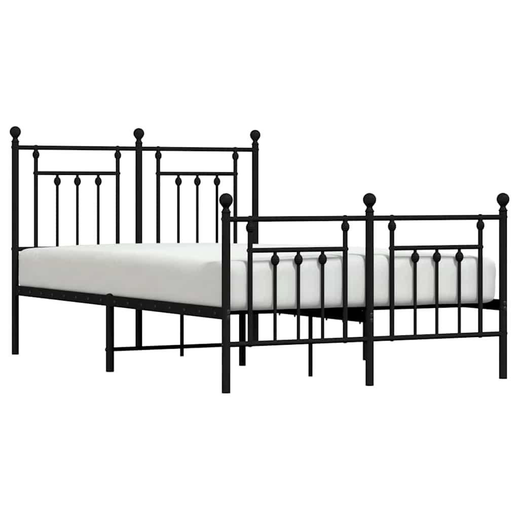Cadre de lit métal sans matelas avec pied de lit noir 135x190cm - XIOS