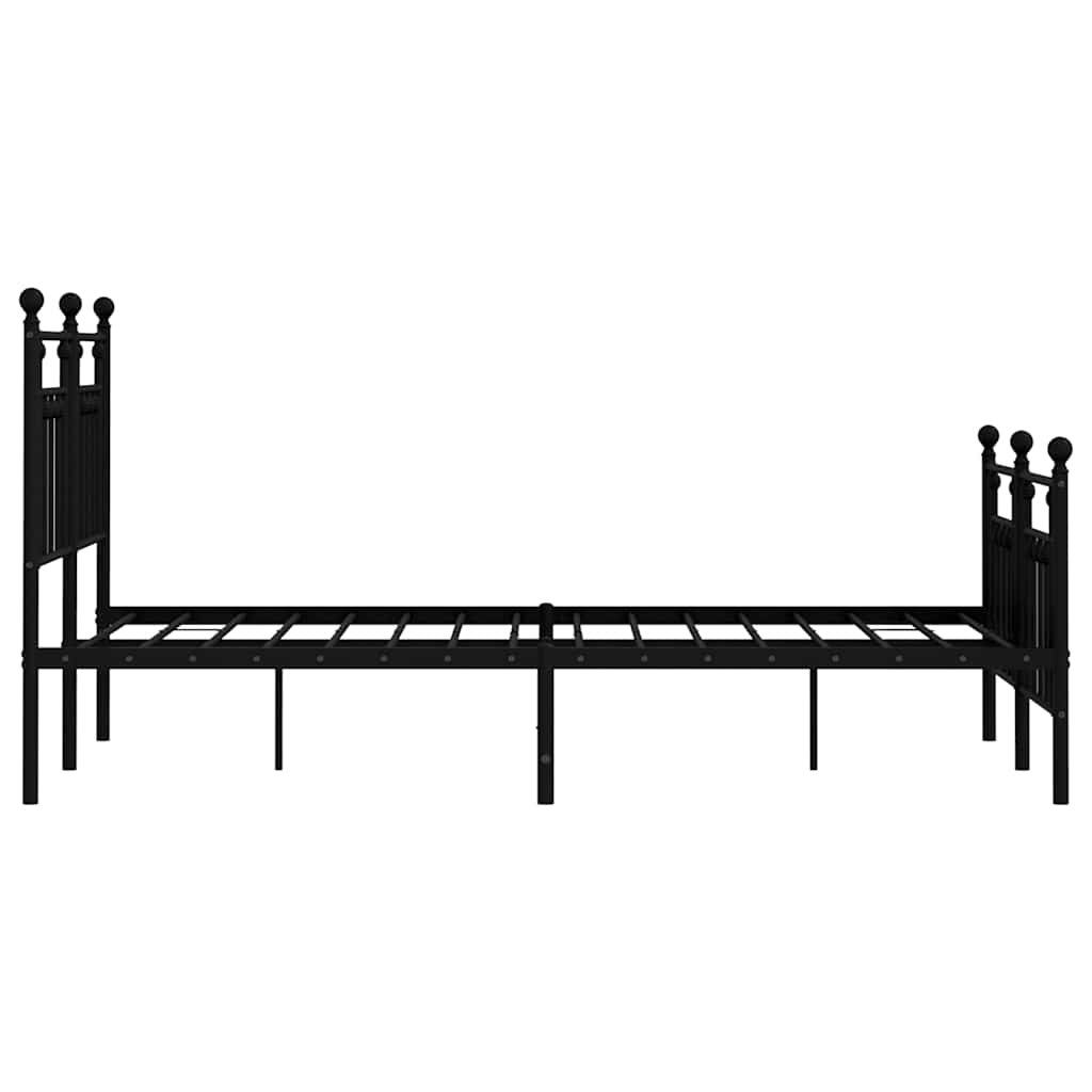 Cadre de lit métal sans matelas avec pied de lit noir 135x190cm - XIOS