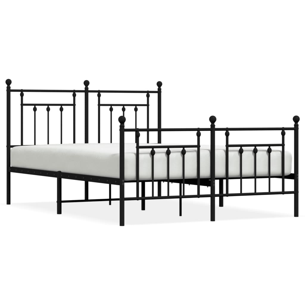 Cadre de lit métal sans matelas avec pied de lit noir 140x190cm - XIOS
