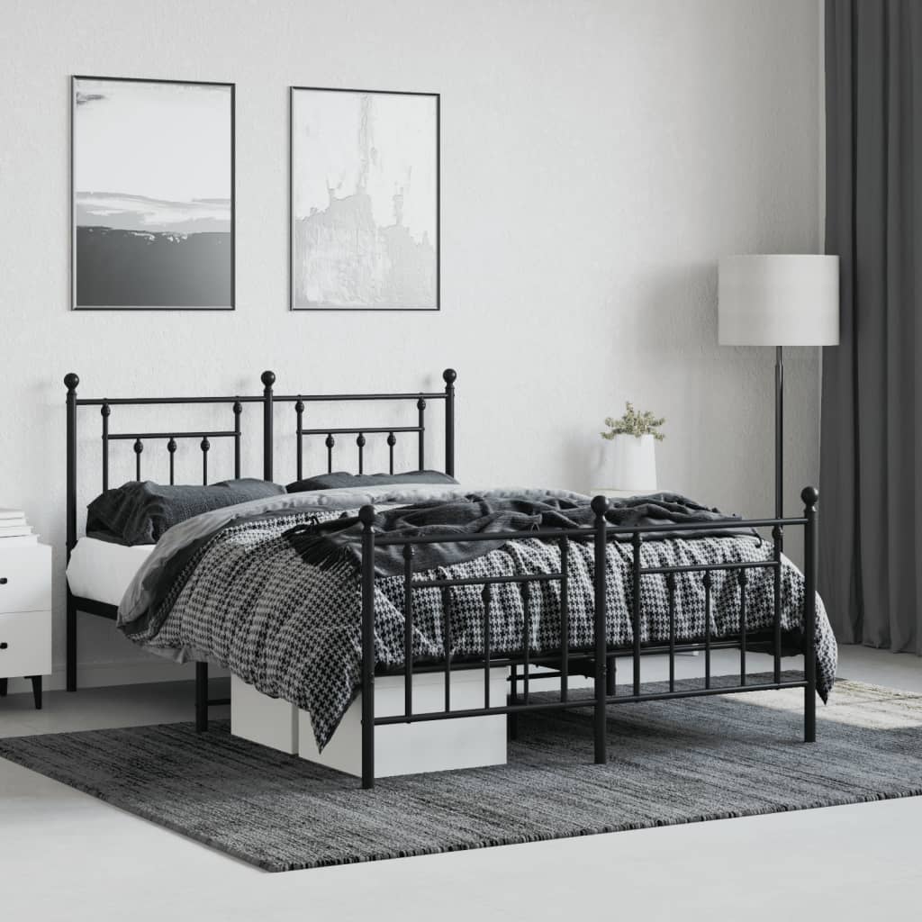 Cadre de lit métal sans matelas avec pied de lit noir 140x190cm - XIOS