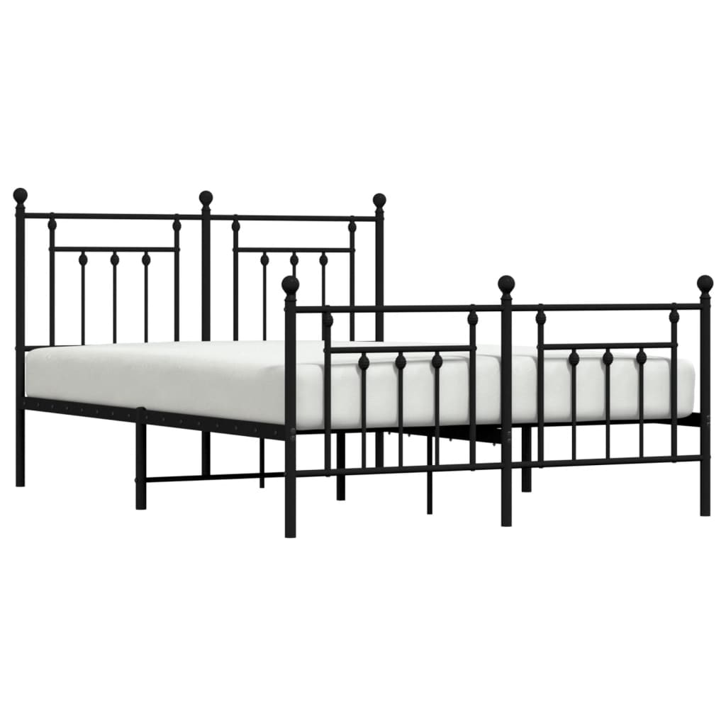 Cadre de lit métal sans matelas avec pied de lit noir 140x190cm - XIOS