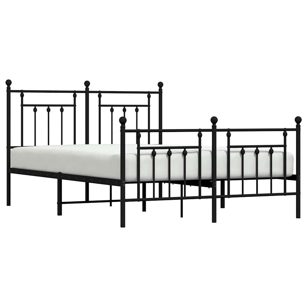 Cadre de lit métal sans matelas avec pied de lit noir 140x200cm - XIOS