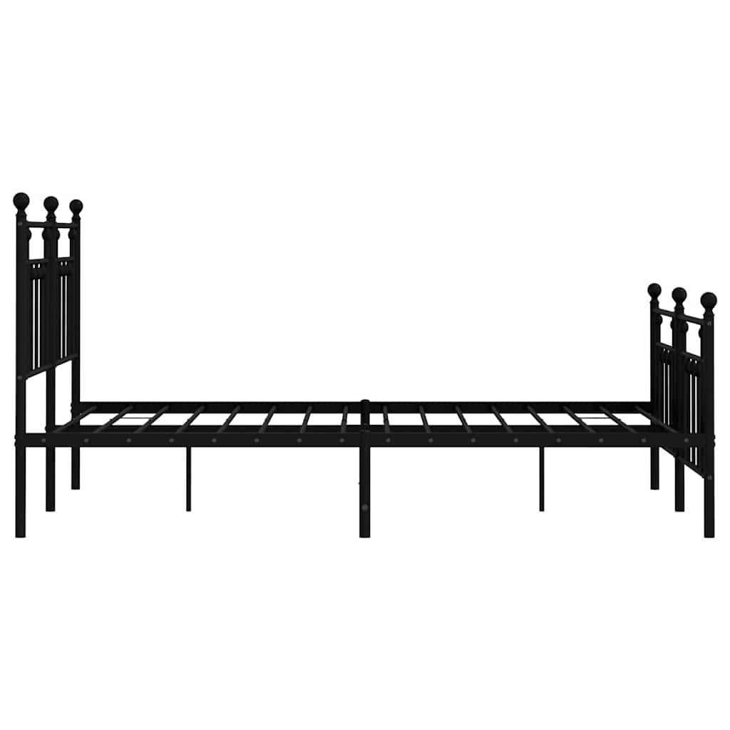 Cadre de lit métal sans matelas avec pied de lit noir 150x200cm - XIOS
