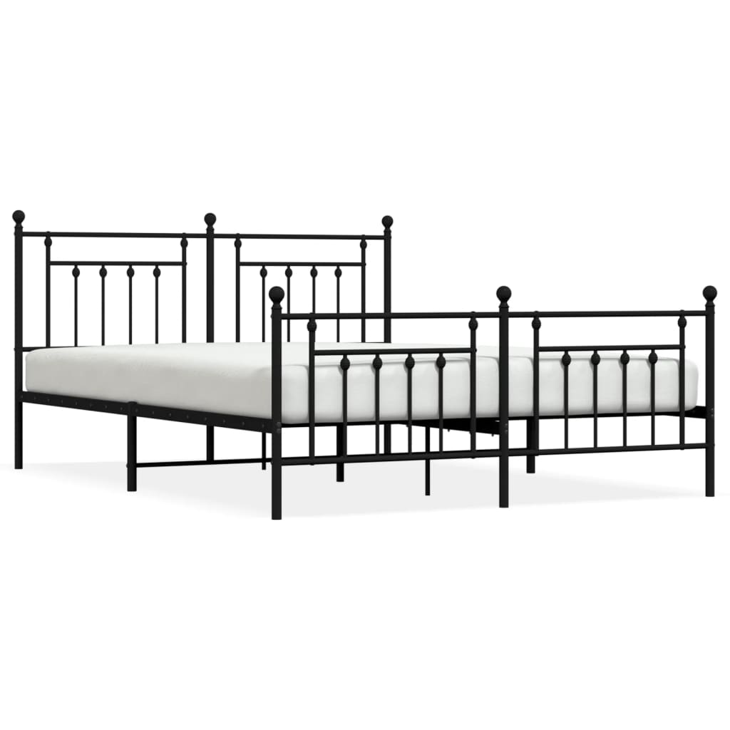 Cadre de lit métal sans matelas avec pied de lit noir 180x200cm - XIOS