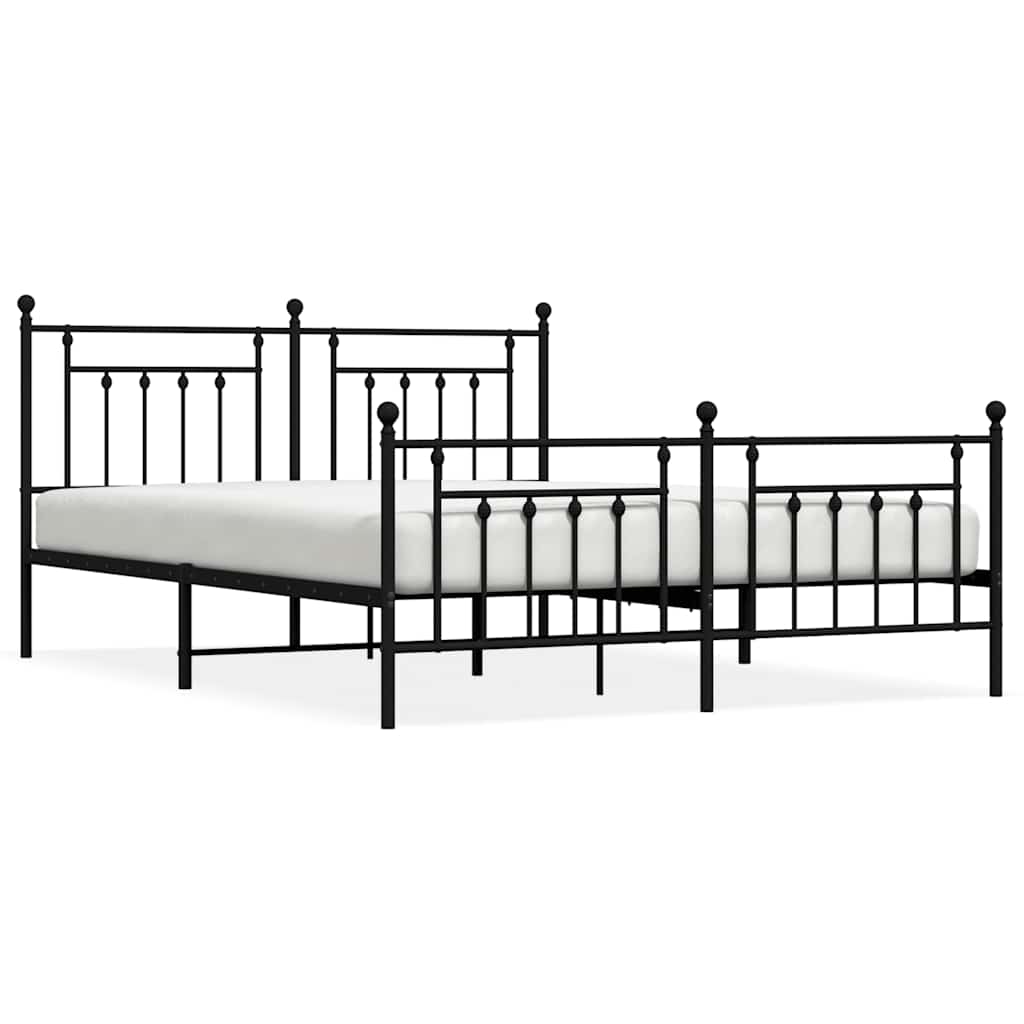 Cadre de lit métal sans matelas avec pied de lit noir 183x213cm - XIOS