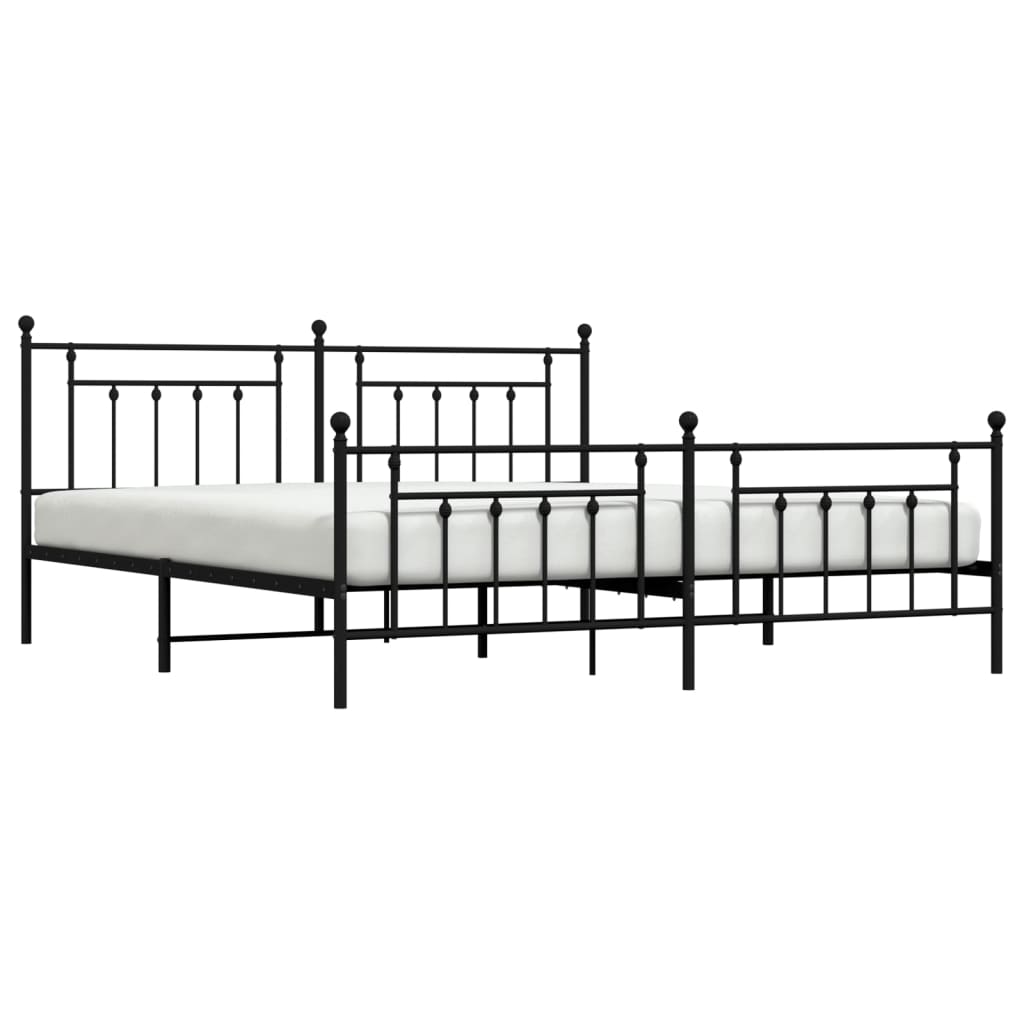 Cadre de lit métal sans matelas avec pied de lit noir 200x200cm - XIOS