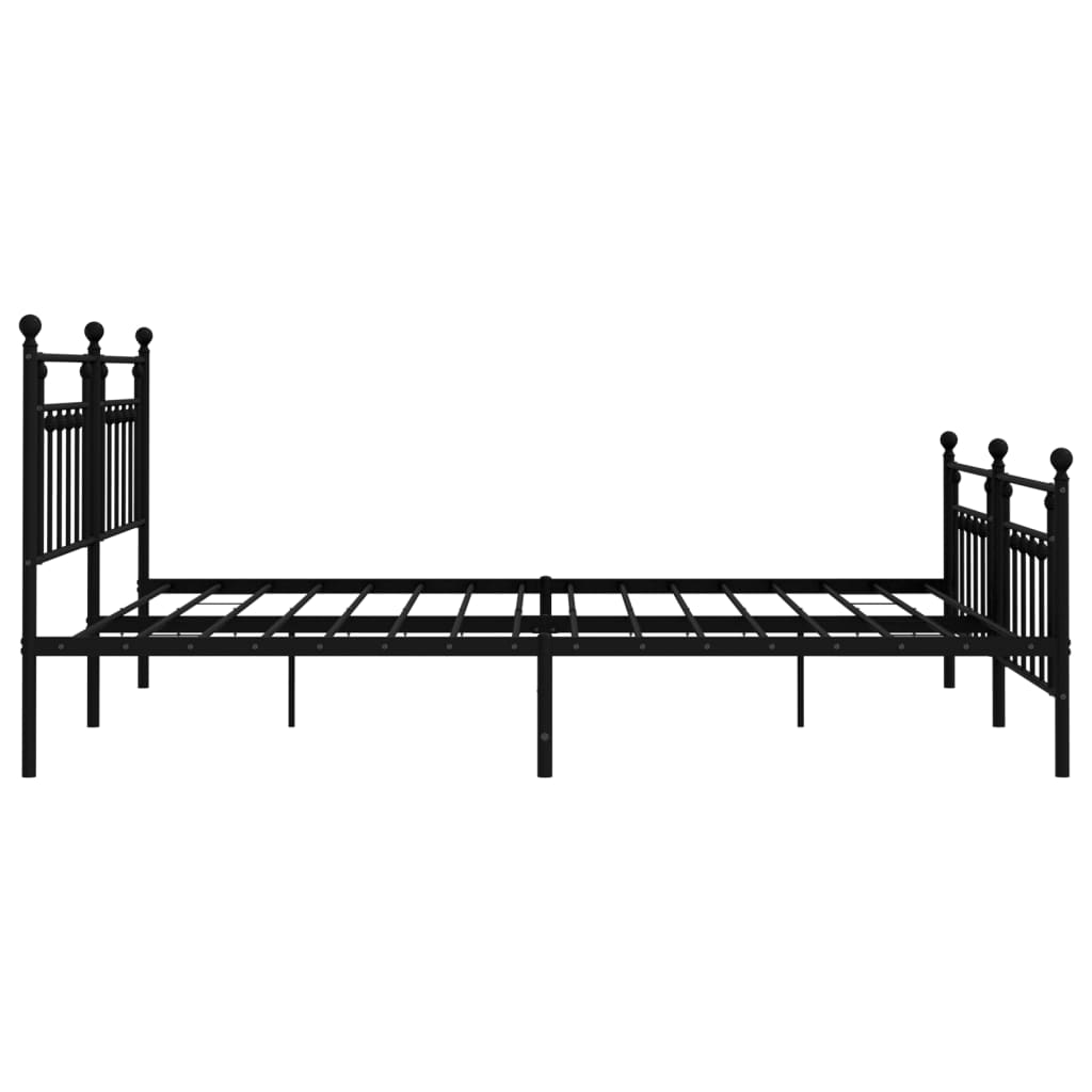 Cadre de lit métal sans matelas avec pied de lit noir 200x200cm - XIOS