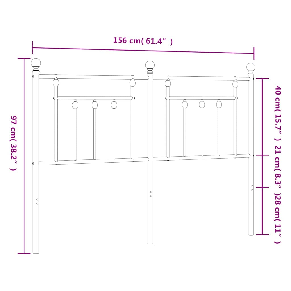 Tête de lit de remplacement métal noir 150 cm - XIOS