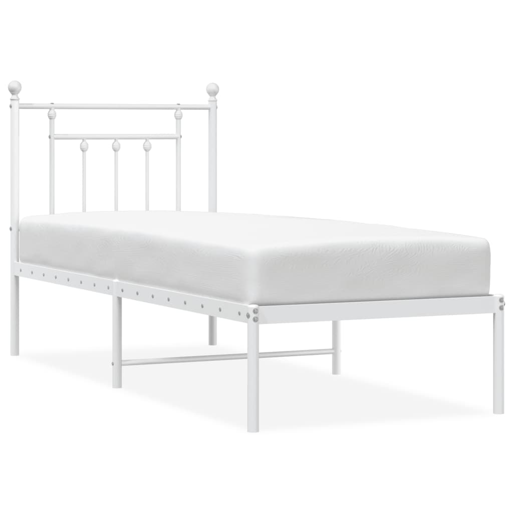 Cadre de lit métal sans matelas avec tête de lit blanc 75x190cm - XIOS