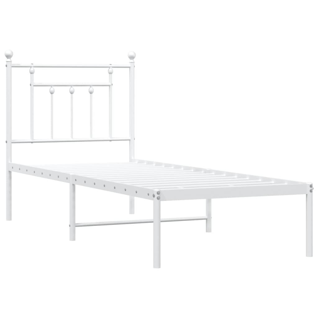 Cadre de lit métal sans matelas avec tête de lit blanc 75x190cm - XIOS